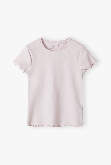 Różowy t-shirt dziewczęcy w prążki - Lincoln&Sharks