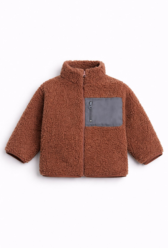 Bluza rozpinana typu baranek dla chłopca – ze stójką i kieszenią