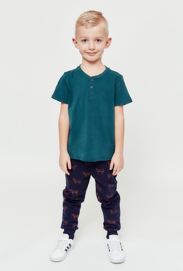 Granatowe spodnie dresowe z nadrukiem