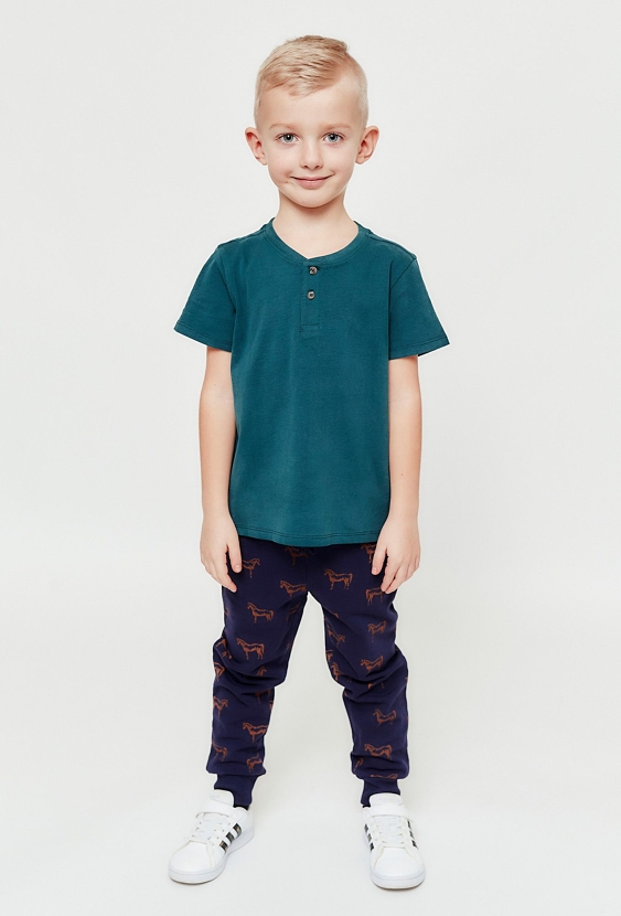 Granatowe spodnie dresowe z nadrukiem