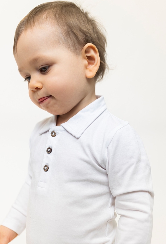 Body niemowlęce białe z kołnierzykiem