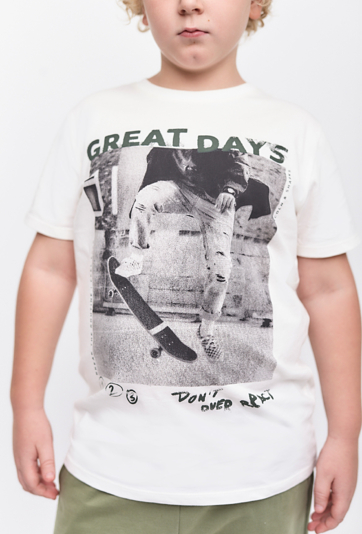 T-shirt dla chłopca - Great Day - ecru - Lincoln&Sharks