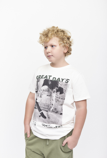 T-shirt dla chłopca - Great Day - ecru - Lincoln&Sharks