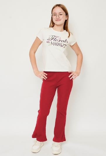 Prążkowane spodnie dziewczęce flare