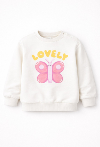 Bluza dresowa dla niemowlaka - ecru z motylkiem