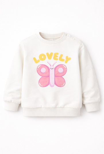 Bluza dresowa dla niemowlaka - ecru z motylkiem