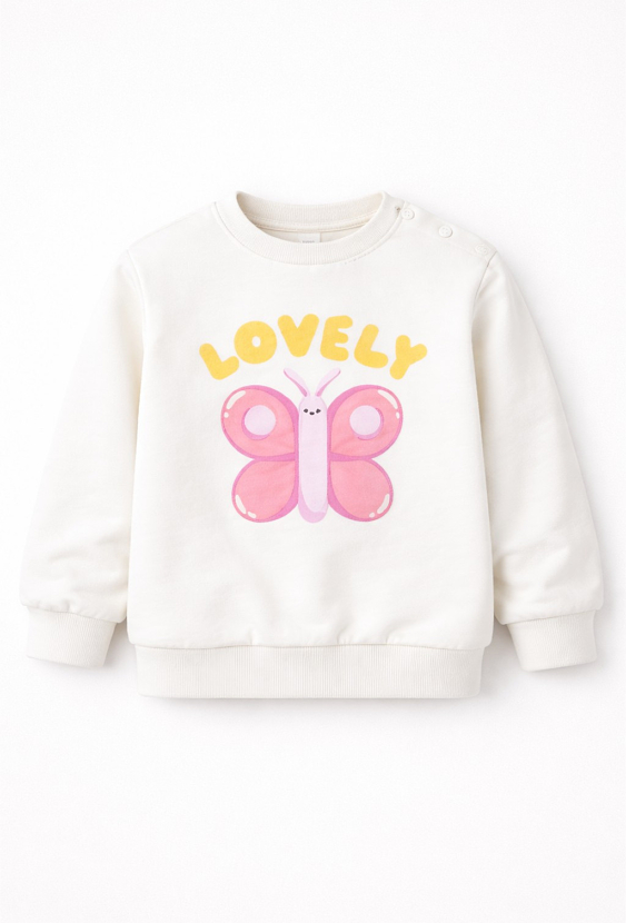 Bluza dresowa dla niemowlaka - ecru z motylkiem