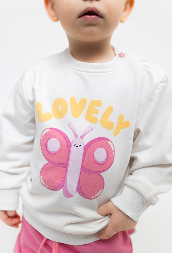 Bluza dresowa dla niemowlaka - ecru z motylkiem