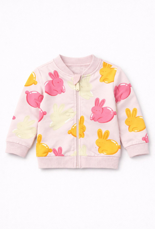 Bluza dresowa dla niemowlaka - różowa z króliczki