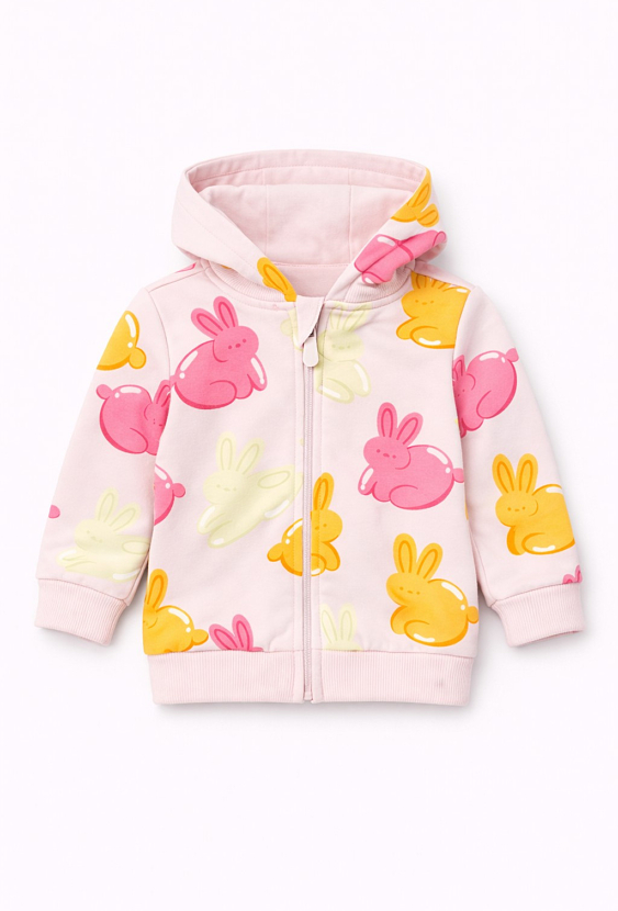 Bluza dresowa dla niemowlaka - różowa z króliczki