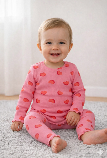 Różowa bluzka niemowlęca w serduszka - 5.10.15.