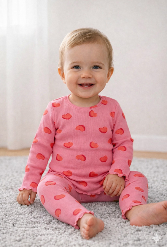 Różowa bluzka niemowlęca w serduszka - 5.10.15.