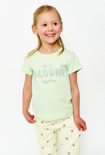 Zielony t-shirt dziewczęcy z miękkiej bawełny