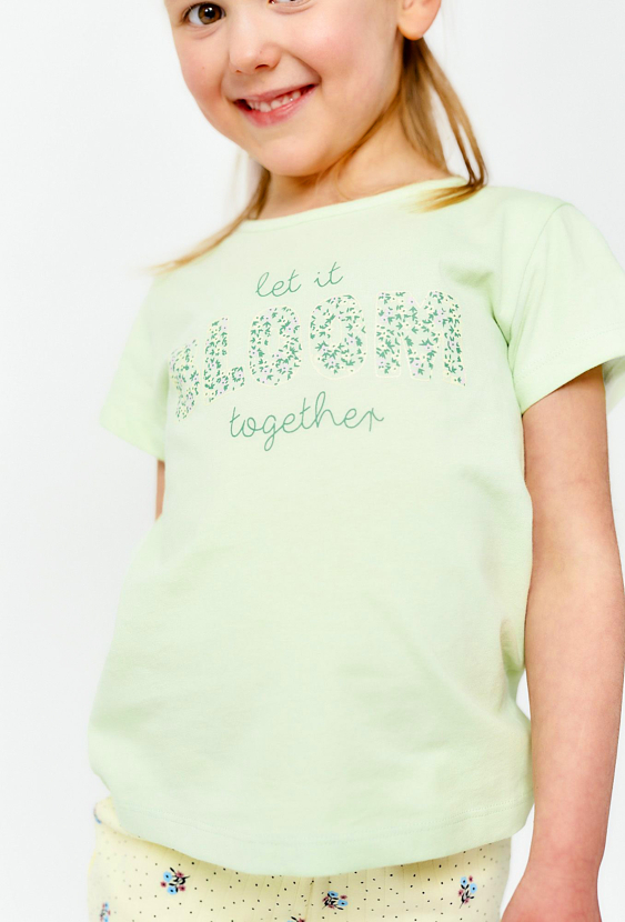 Zielony t-shirt dziewczęcy z miękkiej bawełny