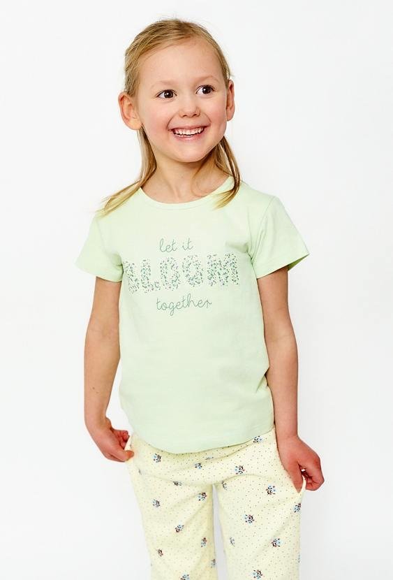 Zielony t-shirt dziewczęcy z miękkiej bawełny