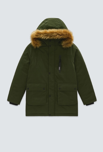 Kurtka zimowa chłopięca z kapturem i futerkiem
