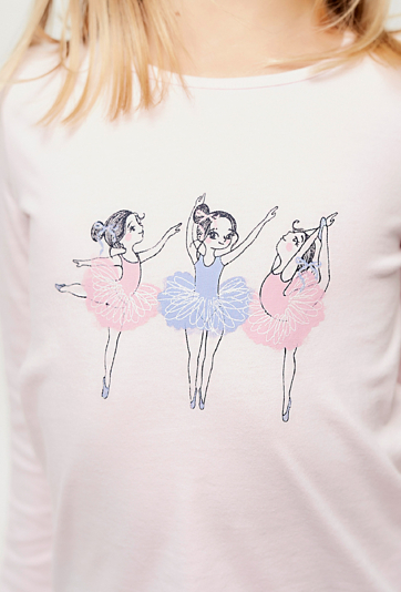 Bluzka dziewczęca różowa z długim rękawem - baletnice - 5.10.15.