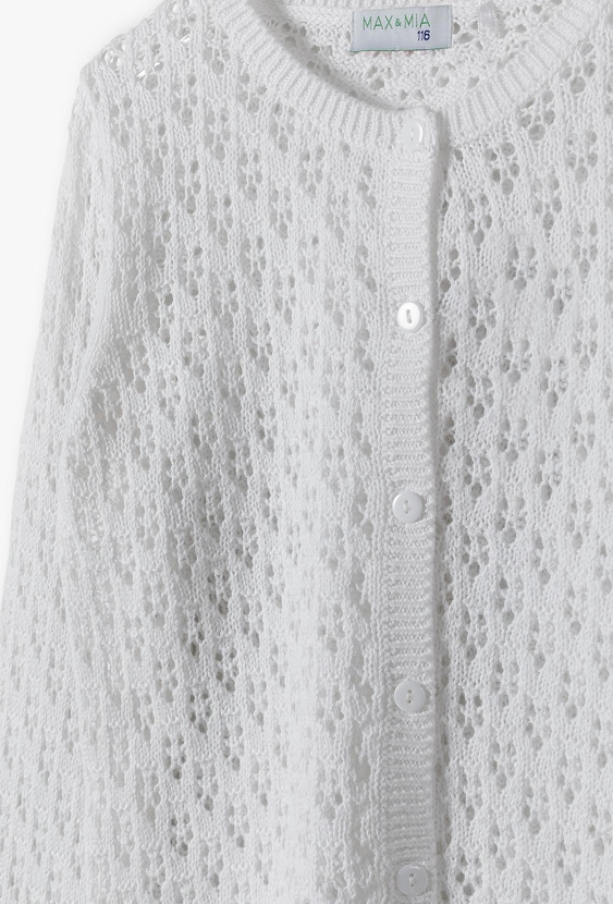 Kardigan dziewczęcy ażurowy