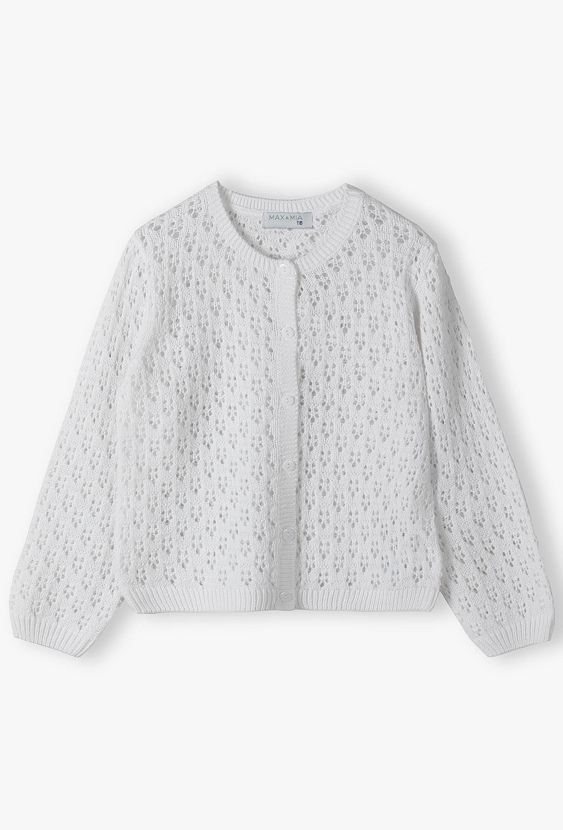 Kardigan dziewczęcy ażurowy