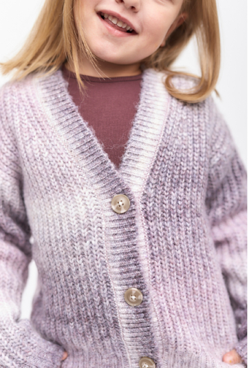 Sweter dziewczęcy rozpinany - fioletowy - ombre - 5.10.15.