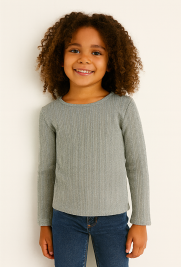 Dziewczęca bluzka prążkowana z połyskiem