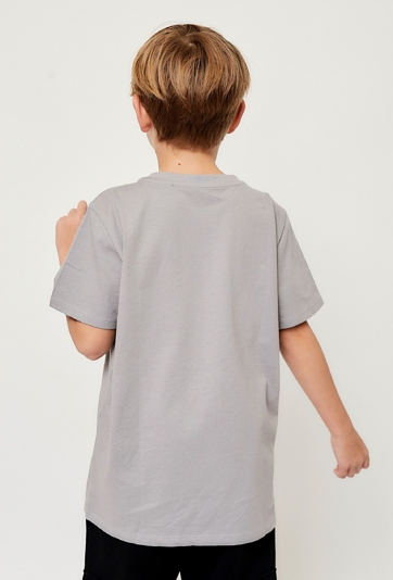 Szara koszulka chłopięca - piłkarski nadruk