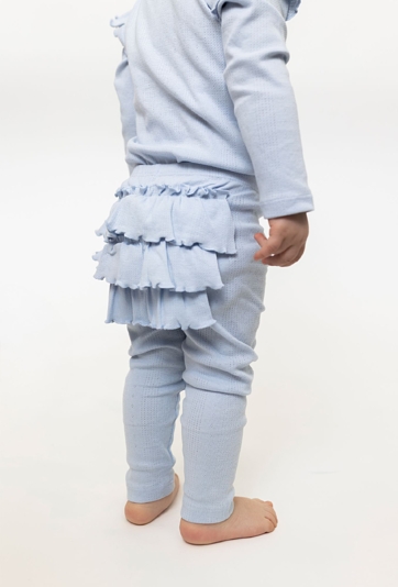 Legginsy niemowlęce z falbanką - niebieskie