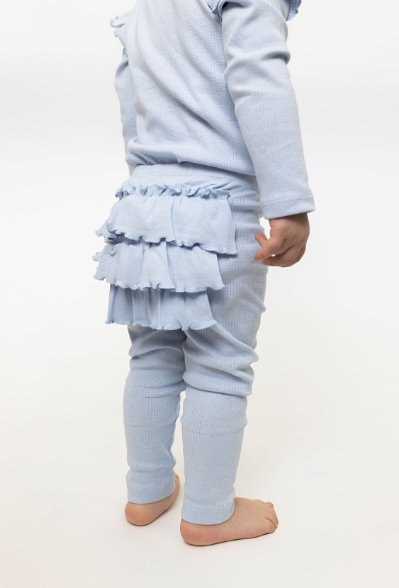 Legginsy niemowlęce z falbanką - niebieskie