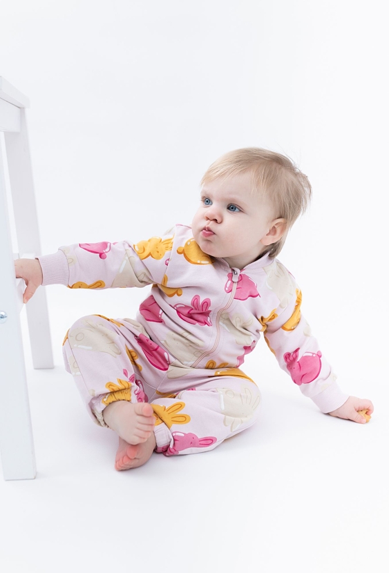 Spodnie dresowe dla niemowlaka w kolorowe króliczki