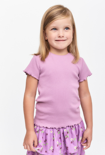 T-shirt dziewczęcy - fioletowy  w prążki - 5.10.15.