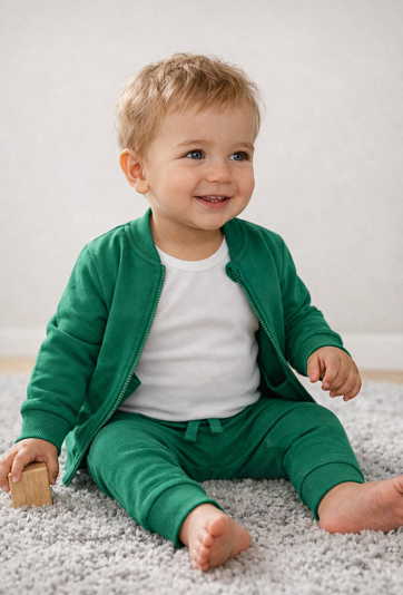 Zielona bluza rozpinana dla niemowlaka - 5.10.15.