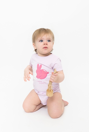 Body z krótkim rękawem - różowe w króliczki