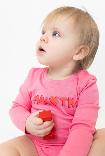 Różowe body niemowlęce z długim rękawem - Malutka