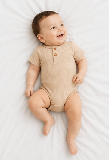 Body niemowlęce z krótkim rękawem prążkowane