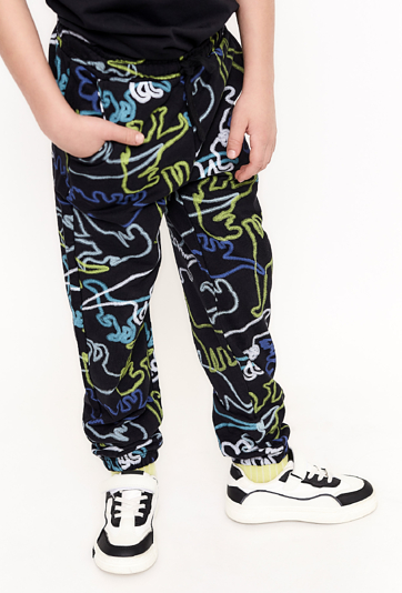 Czarne spodnie dresowe w dinozaury - regular - 5.10.15.