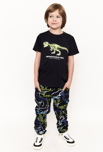 Czarne spodnie dresowe w dinozaury - regular - 5.10.15.