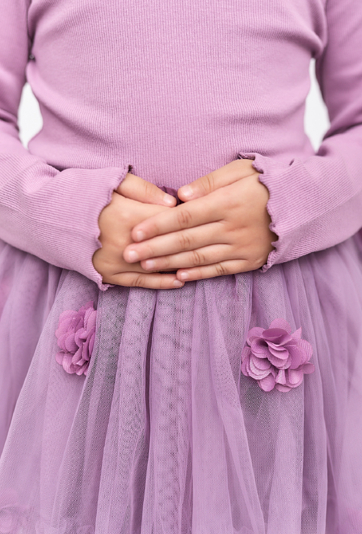 Fioletowa bluzka dziewczęca z prążkowanej dzianiny - 5.10.15.