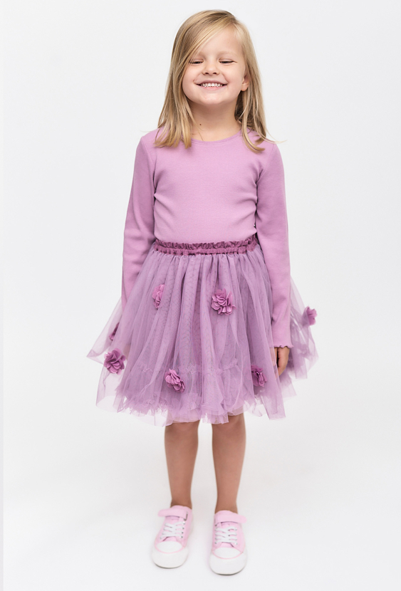 Fioletowa bluzka dziewczęca z prążkowanej dzianiny - 5.10.15.