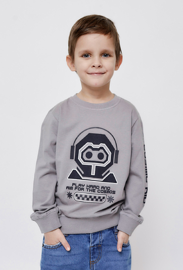 Bluza dresowa dla chłopca- szara z robotem