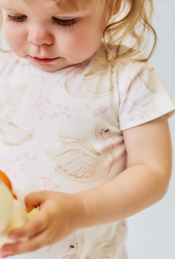 Bawełniane body niemowlęce w łabędzie