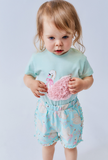 Body dla dziewczynki - niebieskie z łabędziem