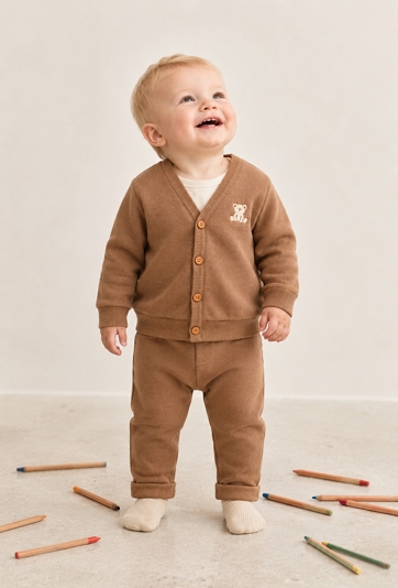 Bluza rozpinana niemowlęca z haftem misia