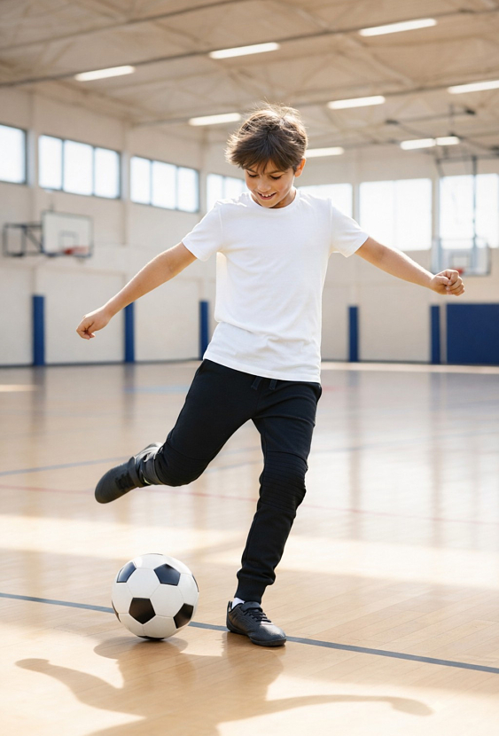 Spodnie dresowe chłopięce bawełniane –  chłopiec