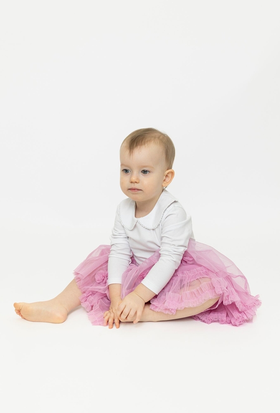 Body z długim rękawem i ozdobnym kołnierzykiem