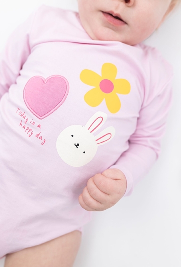 Różowe body niemowlęce z nadrukiem