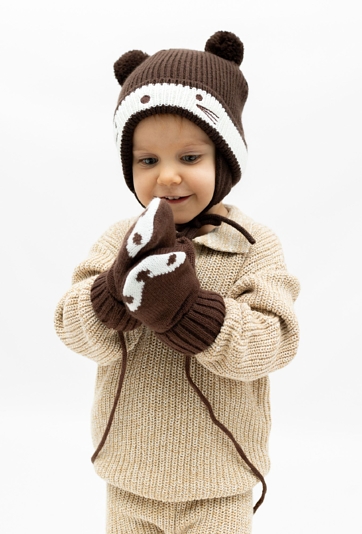 Brązowe rękawiczki zimowe dla niemowlaka