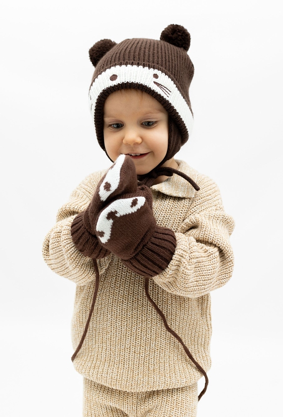 Brązowe rękawiczki zimowe dla niemowlaka