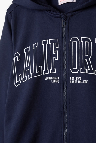 Granatowa bluza rozpinana z napisem California - Lincol&Sharks