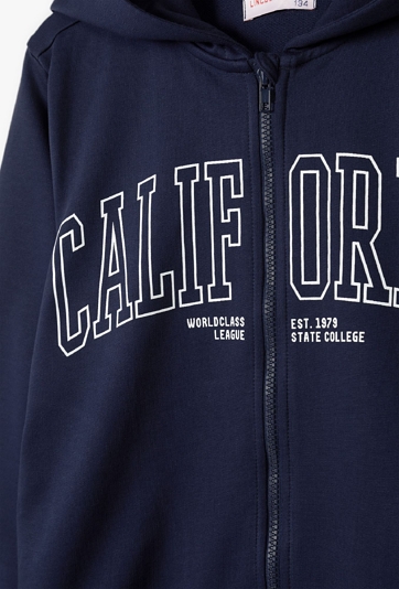 Granatowa bluza rozpinana z napisem California - Lincol&Sharks