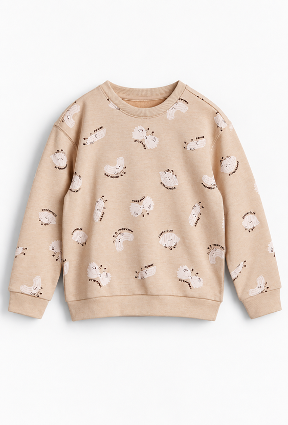 Bluza chłopięca wkładana przez głowę we wzór makarony